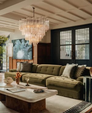 Elowen Sectional Sofa - Four Seater - Velvet - Lichen US - Listing Image