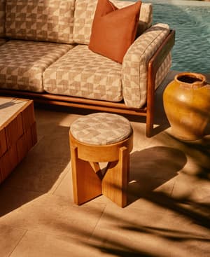 Tyros Outdoor Footstool - Geometric - Natural - UK - Listing Image