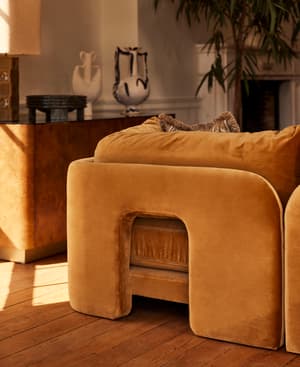 Odell Modular Sofa - Three Seater - Velvet - Mustard - Hover Image