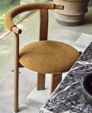 Pair of Zita Dining Chairs - Boucle - Mustard - US - Hover Image