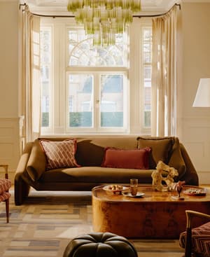 Amble Three Seater Sofa - Velvet - Olive - Hover Image