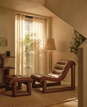 Drew Lounge Chair - Leather - Chestnut US - Listing Image