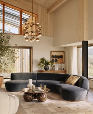 Aline Serpentine Modular Sofa - Four Seater - Grey Blue Velvet - UK - Listing Image