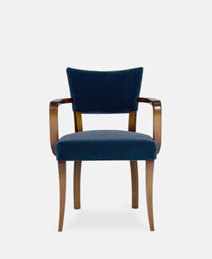 Molina Dining Chair with Arms - Mohair Indigo - Dark Wood - US - Hover Image