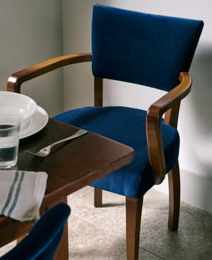 Molina Dining Chair with Arms - Mohair Indigo - Dark Wood - US - Listing Image