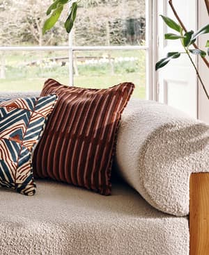 Pierre Frey Velvet Lines Cushion - Rust - Hover Image
