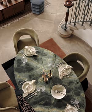 Murcell Oval Dining Table - Brazilian Green Marble - Listing Image