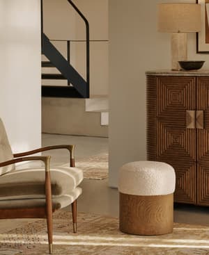 Bertie Footstool - Boucle Sand - US - Hover Image