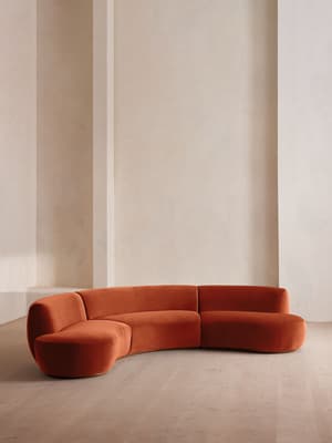 Aline Serpentine Modular Sofa - Four Seater - Rust Velvet - UK - Hover Image