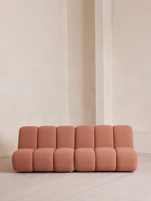 Noelle Modular Sofa - Four Seater - Textured Wool Boucle - Coral - Hover Image