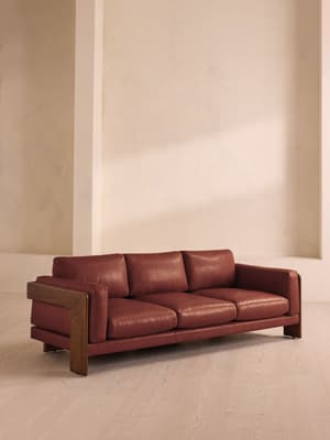 Marcia Three Seater Sofa - Leather - Sangria - Listing Image