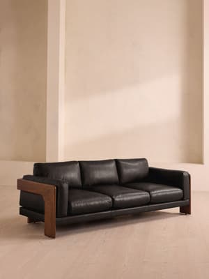 Marcia Three Seater Sofa - Leather - Black - Listing Image