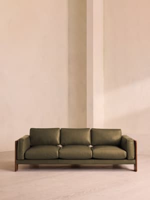 Marcia Three Seater Sofa - Leather - Moss - Hover Image