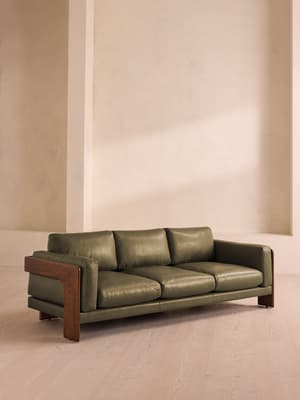 Marcia Three Seater Sofa - Leather - Moss - Listing Image