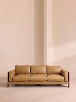 Marcia Three Seater Sofa - Leather - Honey - Hover Image