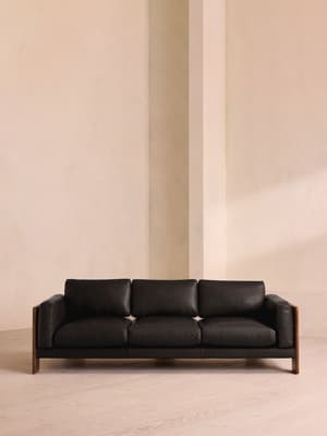 Marcia Three Seater Sofa - Leather - Black - US - Hover Image