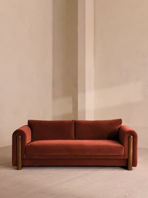 Farrell Three Seater Sofa - Velvet - Rust - Listing Image