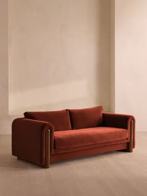 Farrell Three Seater Sofa - Velvet - Rust - Hover Image