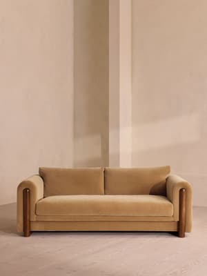 Faarell Three Seater Sofa - Velvet - Camel - Hover Image