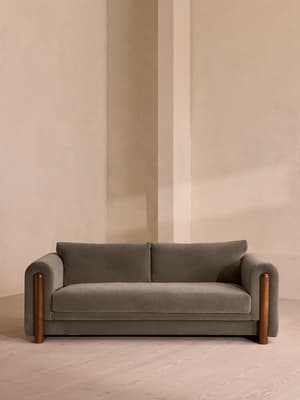 Farrell Three Seater Sofa - Velvet - Taupe - Hover Image