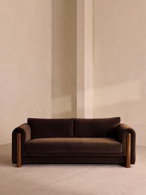 Farrell Three Seater Sofa - Velvet - Chocolate - Hover Image