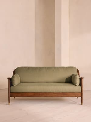 Atlanta Three Seater Sofa - Linen - Sage - Hover Image