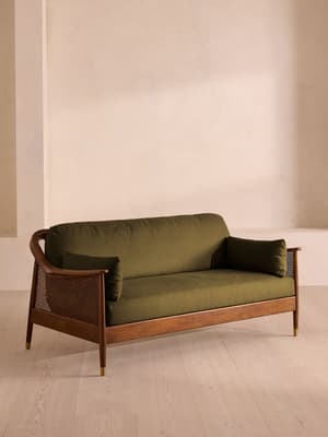 Atlanta Three Seater Sofa - Linen - Olive - US - Listing Image