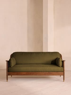 Atlanta Three Seater Sofa - Linen - Olive - US - Hover Image