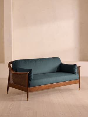 Atlanta Three Seater Sofa - Linen - Prussian Blue - US - Listing Image