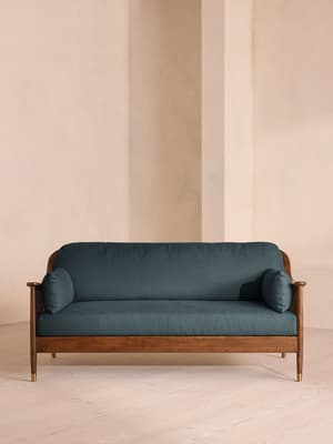 Atlanta Three Seater Sofa - Linen - Prussian Blue - US - Hover Image
