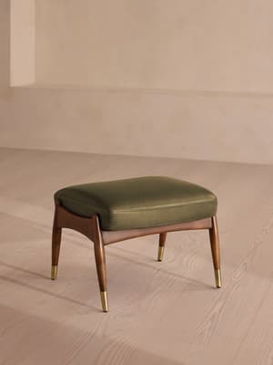 Theodore Footstool - Leather - Moss - UK - Listing Image