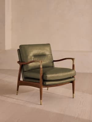 Theodore Armchair - Leather - Moss - US - Listing Image
