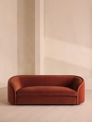 Conall Three Seater Sofa - Velvet - Rust - Hover Image