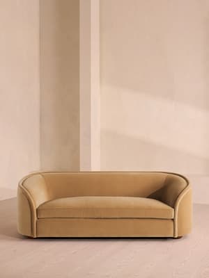 Conall Three Seater Sofa - Velvet - Camel - Hover Image
