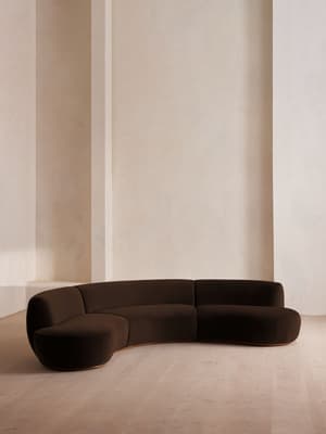 Aline Serpentine Modular Sofa - Four Seater - Chocolate Velvet - UK - Listing Image