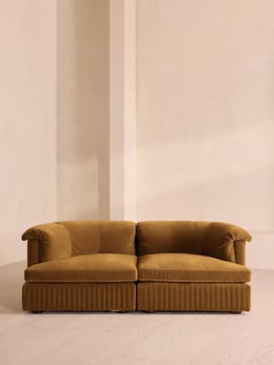 Oona Sectional Sofa - Three Seater - Velvet Mustard - US - Hover Image