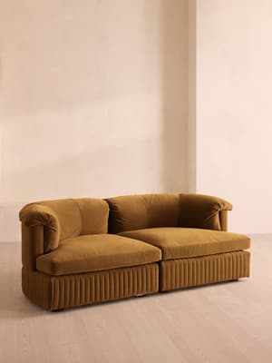 Oona Sectional Sofa - Three Seater - Velvet Mustard - US - Listing Image