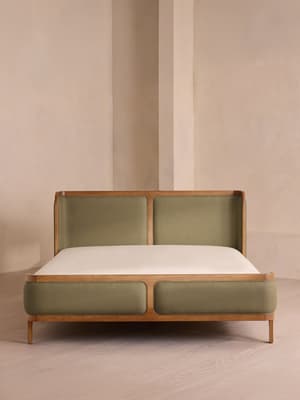Belsa Bed - Light Oak - King - Linen - Sage - US - Hover Image