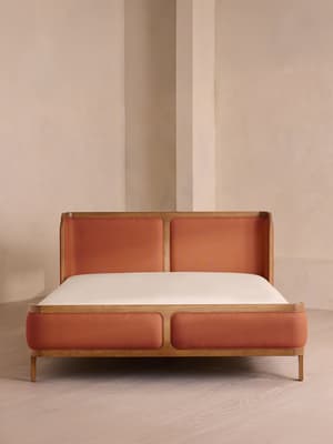 Belsa Bed - Light Oak - Queen - Linen - Antique Rose - US - Hover Image
