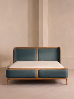 Belsa Bed - Light Oak - Super king - Linen - Prussian Blue - Hover Image