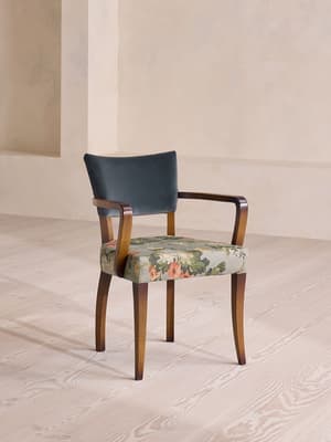 Molina Dining Armchair - Skylar Print - Grey Blue Velvet - UK - Listing Image