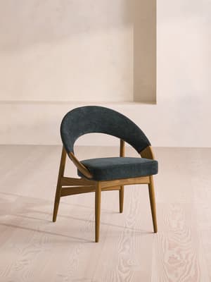 Lachlan Dining Chair - Linen Chenille - Deep Teal - UK - Listing Image