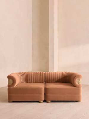 Caleb Sectional Three Seater Sofa - Velvet - Antique Rose - Blonde Burl - US - Hover Image