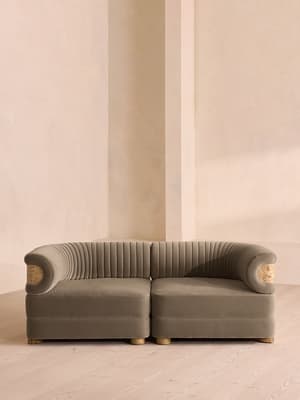 Caleb Sectional Three Seater Sofa - Velvet - Taupe - Blonde Burl - US - Hover Image