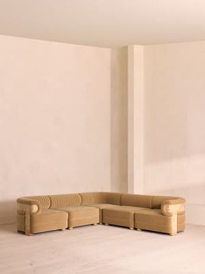 Caleb Sectional Sofa - Corner Sofa - Velvet - Camel - Blonde Burl - US - Listing Image