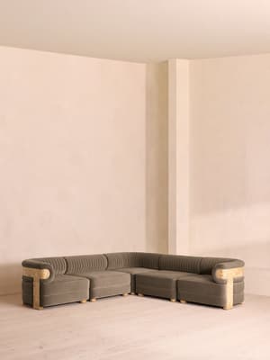 Caleb Sectional Sofa - Corner Sofa - Velvet - Taupe - Blonde Burl - US - Listing Image