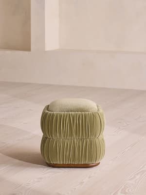 Tabitha Footstool - Velvet & Linen Chenille - Lichen - US - Hover Image