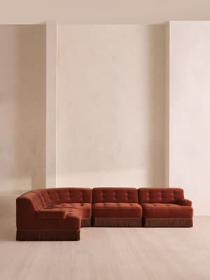 Elowen Sectional Sofa - L-Shape Sofa - Velvet - Rust US - Hover Image
