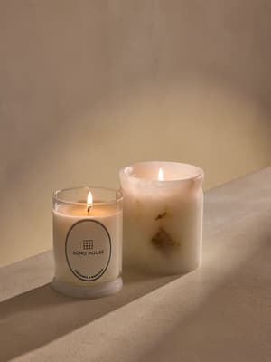 Bergamot & Mandarin Zest Alabaster Marble Candle & Refill Bundle - Hover Image
