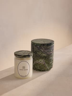 Leather & Oud Forest Green Marble Candle & Refill Bundle - Listing Image